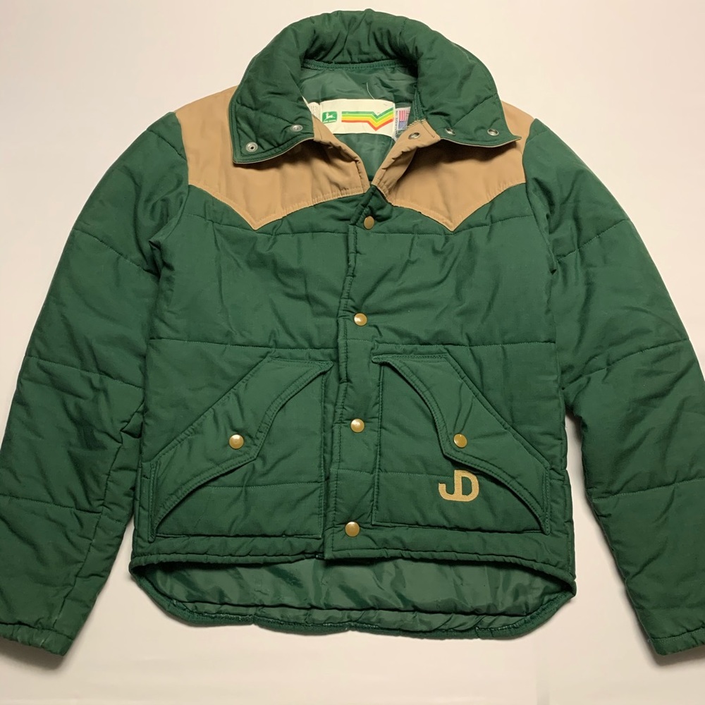Vintage John Deere Quilted Jacket Western Yoke. See Measurements